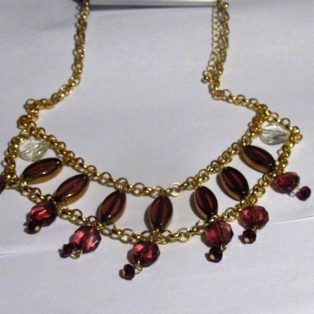 😊 Deep Puple Crystal bib Necklace Apt 9